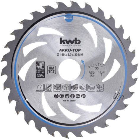 kwb  586954 Hartmetall Kreissägeblatt 190 x 30 x 1.3 mm Zähneanzahl: 30 1 St.