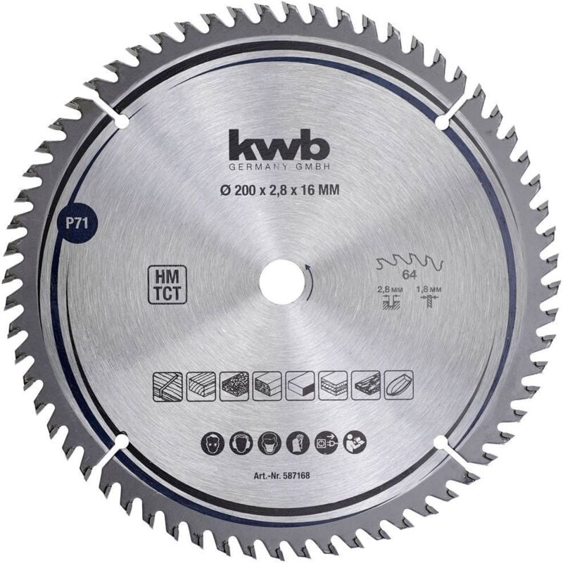 KWB - 587168 Lame de scie circulaire au carbure 200 x 16 mm 1 pc(s)