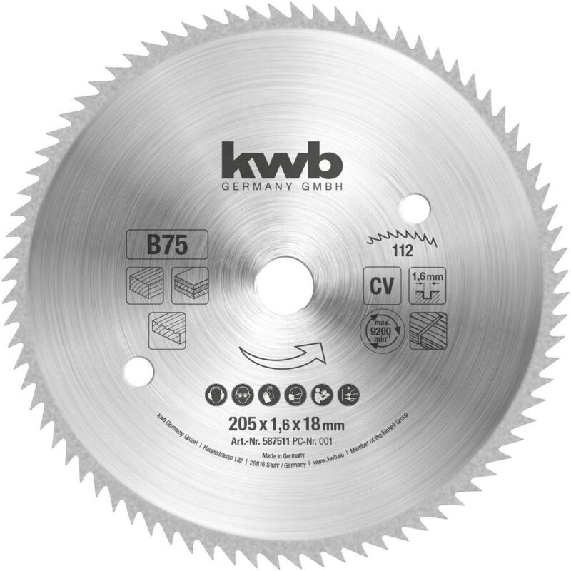 KWB - 587511 Lame de scie circulaire 205 x 18 mm 1 pc(s)