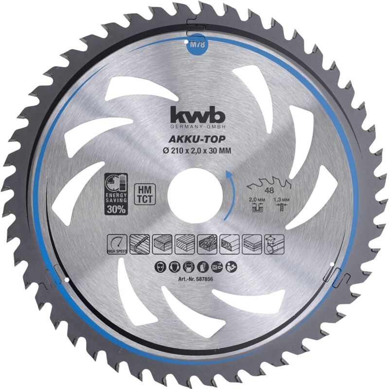 kwb 587856 Lama circolare in metallo duro 210 x 30 x 1.3 mm Numero di denti: 48 1 pz.