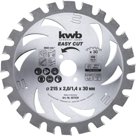 kwb 587938 Lame de scie circulaire au carbure 215 x 30 x 1.4 mm Nombre de dents: 30 1 pc(s) Y760862