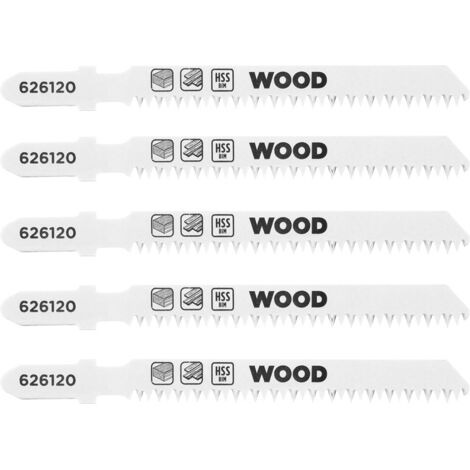 kwb 5x Stichsägeblätter Laminat (geeignet für Laminat, Hartholz, Bi-Metall, gehärtete Zähne, T-Aufnahme)