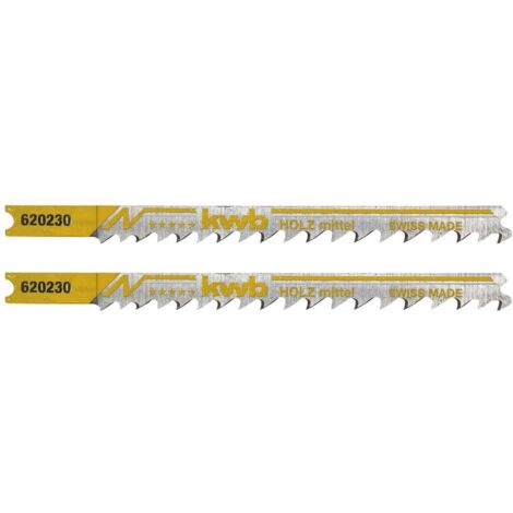 kwb 620230 Lames de scie sauteuse, travail du bois, HCS, tige universelle, 2 x taille moyenne 2 pc(s