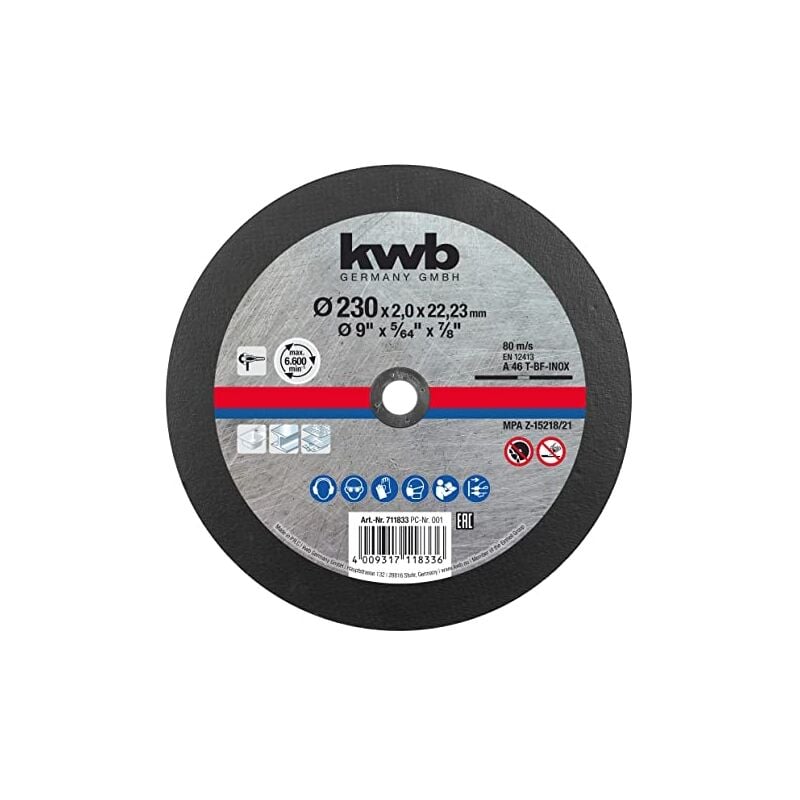 Einhell - kwb disque à tronçonner en métal 230 x 1,9 mm - épaisseur : 22,23 mm - pour meuleuse d'angle - convient pour l'acier inoxydable