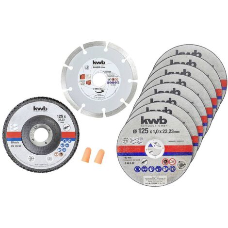 kwb 712042 Jeu de disque à tronçonner 125 mm 10 pc(s) acier inoxydable, Pierre, acier