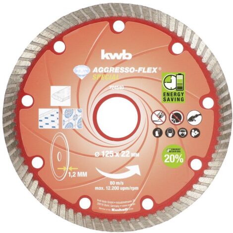 KWB 724540 AGGRESSO-FLEX DISQUE À TRONÇONNER DIAMANT ROUGE 125 X 22 MM