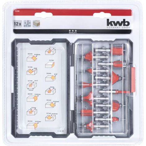 KWB 757295 Kit de fraises métal 12 pièces pour défonceuse