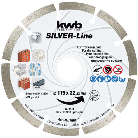 kwb 796170  Diamanttrennscheibe Durchmesser 115 mm Bohrungs-Ø 22.23 mm Ziegel, Beton 1 St.