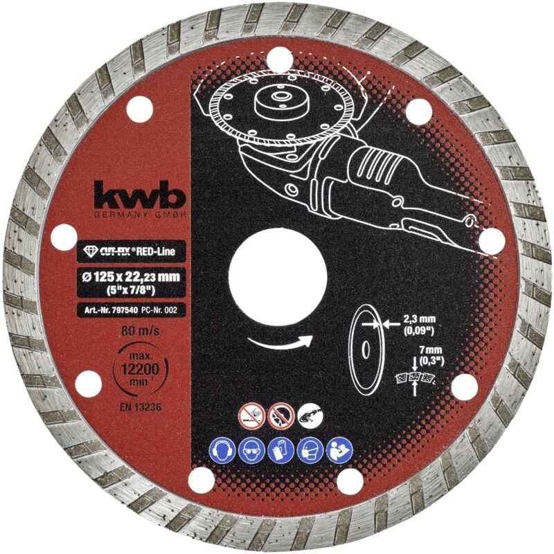 KWB - 797540 Disque à tronçonner diamanté Diamètre 125 mm ø de perçage 22 mm Marbre, Céramique, Carrelage 1 pc(s) X998282