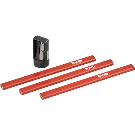 kwb 939290  Zimmermannsbleistifte mit Anspitzer, 4-tlg. Zimmermannsbleistift