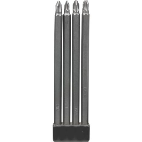 kwb Bit Set da 4 pezzi lunghezza 150 mm, extra lungo con gambo 1/4 di pollice secondo ISO 1173 E 6.3, Grigio
