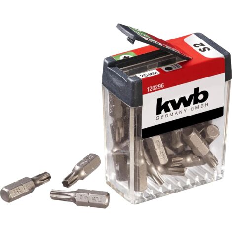KWB Bitspender Box - 25-teiliges T25 Bitset, 25mm Länge, 1/4" Durchmesser, Torx Aufsatz, Passend für alle Akku-Schrauber