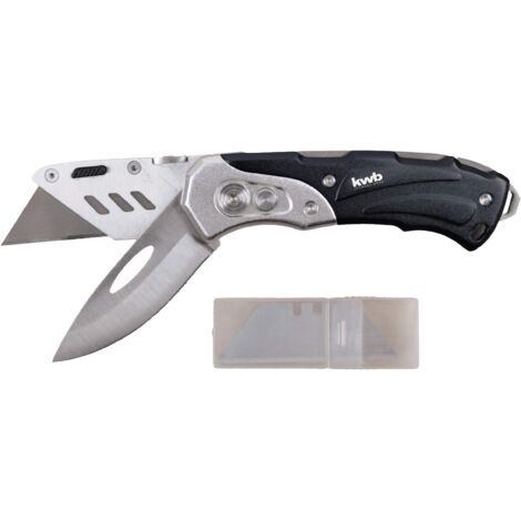 kwb coltello universale 016921 (con due lame, coltello da tasca e coltello da taglio, pieghevole)
