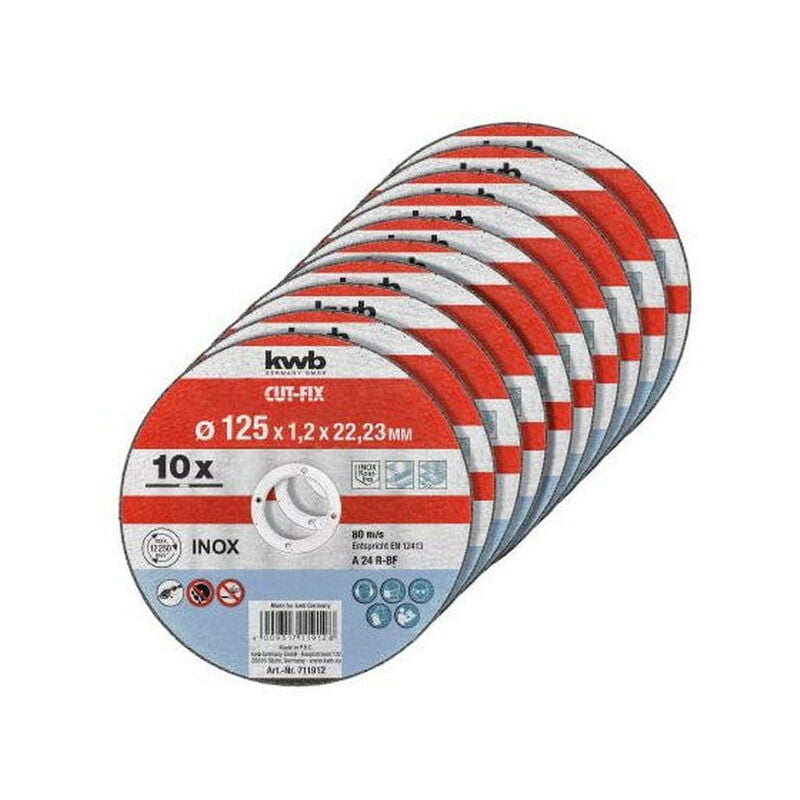 KWB - 10 disques à tronçonner métaux 125x1,2 pour meuleuse