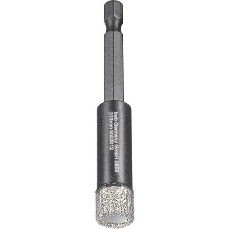 kwb Diamant Fliesen-Loch-Bohrer für Bohrmaschinen, Lochsäge mit E 6.3-Aufnahme, Diamont-Bohrkrone Durchmesser 12 mm