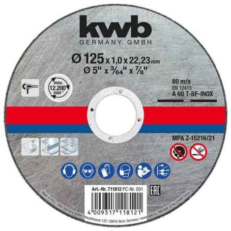 KWB disc corte inox/metal 125x1mm 49711812 , Disco Corte Inox/Metal 125X1Mm Eco de la marca Einhell.