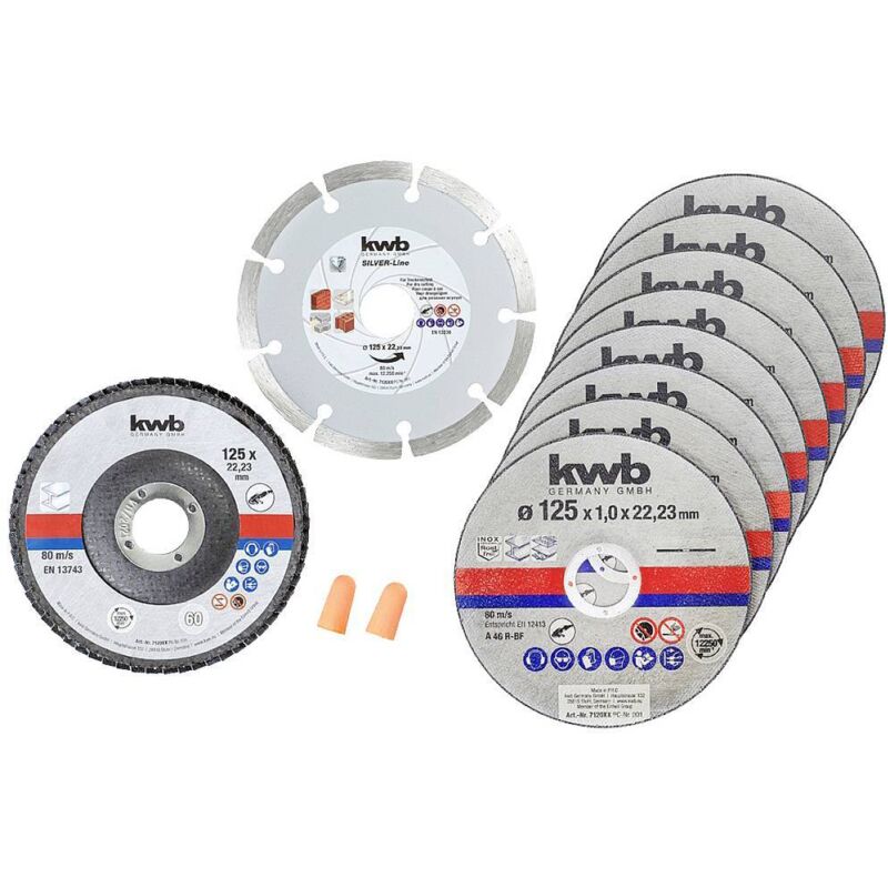 kwb 712042 cutting disc set 125mm 10 pcs for Metal and stone cutting