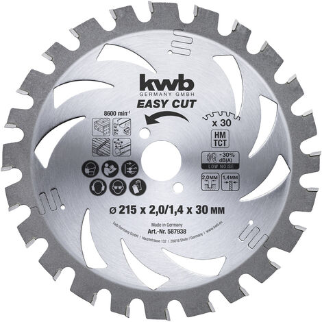 KWB EASY CUT Dünnschnitt-Kreissägeblatt, hartmetallbestückt, ø 215 x 30 mm -  587938