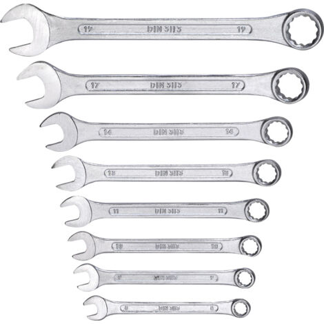 KWB Einhell 49460390 Jeu de 8 clés mixtes en acier chrome-vanadium