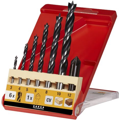 KWB Einhell 49514200 Set 7 Punte Acciaio Due Smussi Per Legno + Svasatore