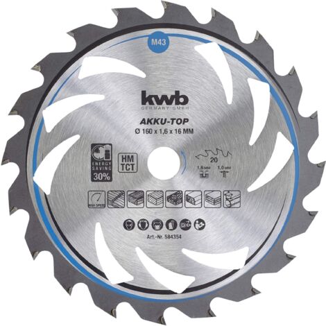 KWB Einhell 49584354 Lama Sega Circolare TCT Legno Plastica  160x16 mm 20T 1,6mm