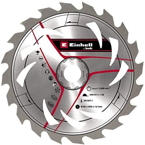 kwb Einhell - Lama per sega circolare originale, 165 x 20, larghezza di taglio 1,6 mm