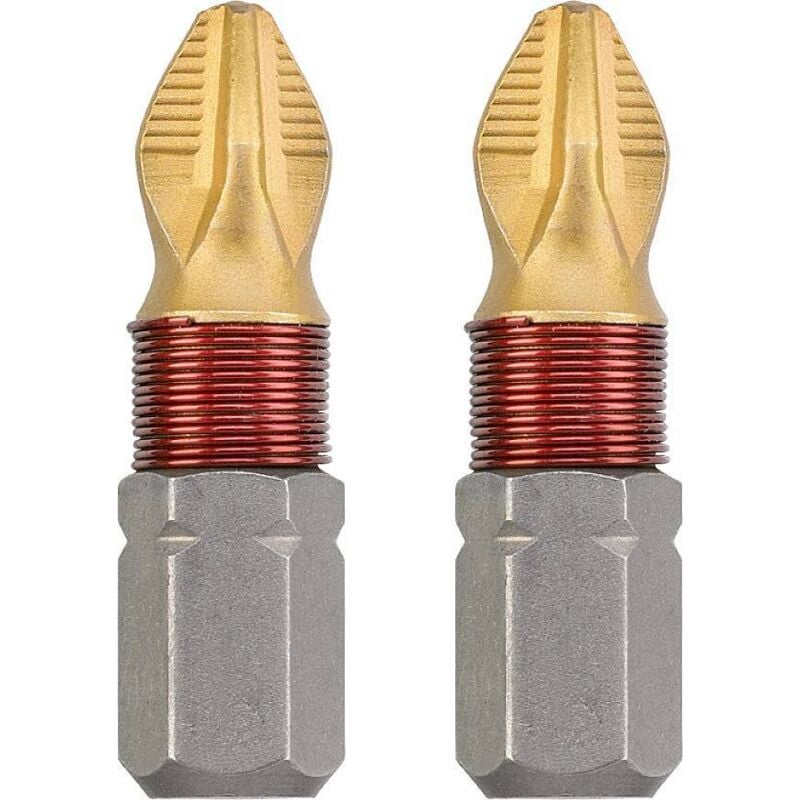 KWB - 2 embouts 25 mm ph 1 titan 124001 (tin tin, tq 60 acier, entraînement iso 1173, C6.3), 0 w 0 v