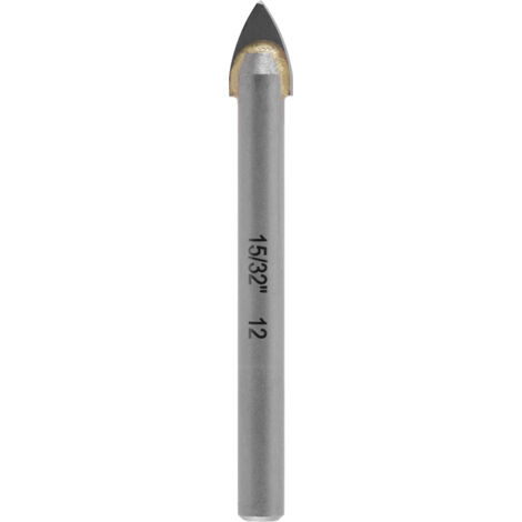 kwb Hartmetall-Glasbohrer, Ø 12 mm (Hartmetallplatte, Zentrierspitze, niedrige Drehzahl, Schneidöl, Rundschaft)