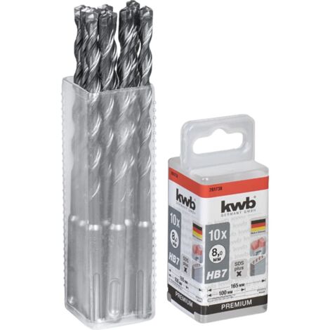 KWB HB7 SDS Plus X Hammerbohrer, 165/100 mm, Ø 8 mm, 10 Stück