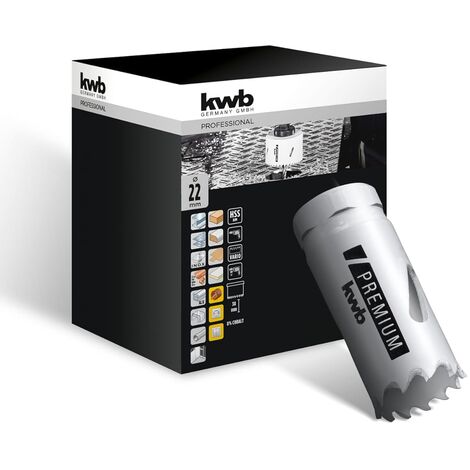 kwb HSS Bi-Metall-Lochsäge Ø 22 mm, 8% kobaltlegiert mit progressiver Vario-Zahnung und hoher Präzision für den vielseitigen Einsatz