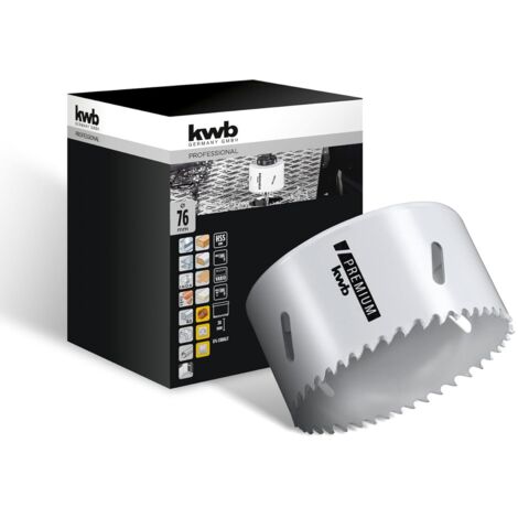 kwb HSS Bi-Metall-Lochsäge Ø 76 mm, 8% kobaltlegiert mit progressiver Vario-Zahnung und hoher Präzision für den vielseitigen Einsatz