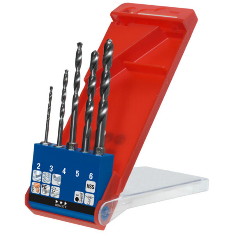 421140 Hss Metall-Spiralbohrer-Set 5teilig Din 1412 C 1/4' (6.3 Mm) 1 St. - Kwb