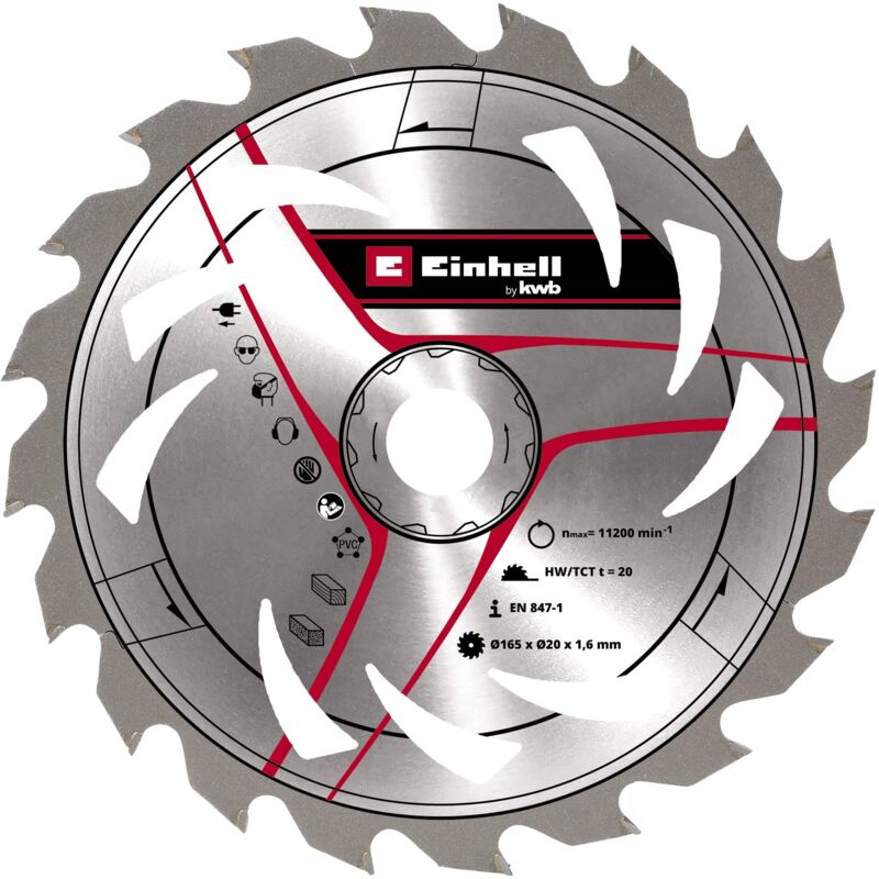 Image of kwb by Einhell HM 49584759 - Lama per sega circolare manuale (Ø 165 x 20 mm, 24 denti, lama per sega ad alta velocità, ideale per l'uso con