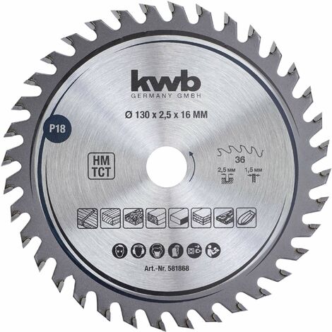kwb lama per sega circolare 130 x 16 mm, taglio molto fine, adatta per piani di lavoro, legno e pannelli rivestiti