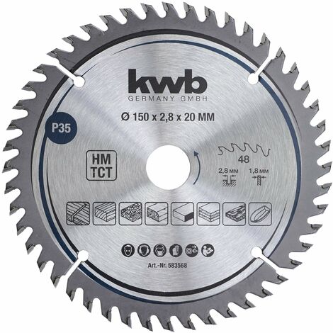 kwb lama per sega circolare 150 x 20 mm , taglio molto fine, adatta per piani di lavoro, legno e pannelli rivestiti