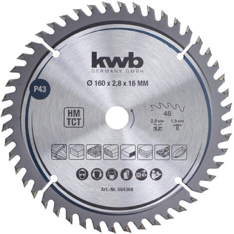 kwb lama per sega circolare 160 x 16 mm, taglio molto fine, adatta per piani di lavoro, legno e pannelli rivestiti