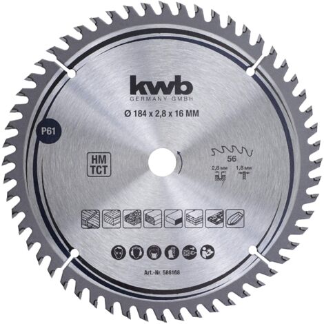 kwb lama per sega circolare 184 x 16 mm, taglio molto fine, adatta per piani di lavoro, legno e pannelli rivestiti