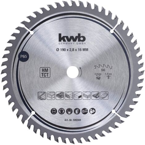 kwb lama per sega circolare 190 x 16 mm, taglio molto fine, adatta per piani di lavoro, legno e pannelli rivestiti