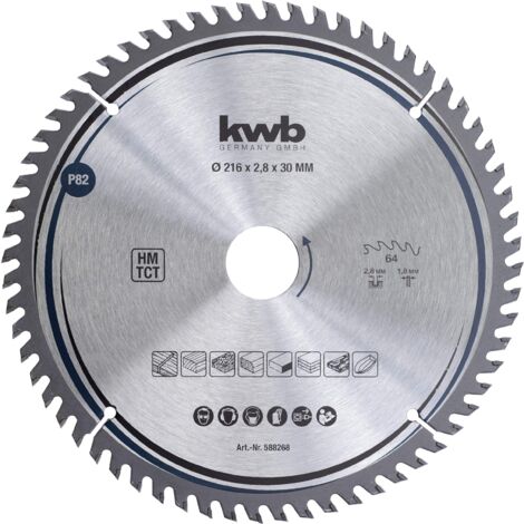 kwb lama per sega circolare 216 x 30 mm, taglio molto fine, adatta per piani di lavoro, legno e pannelli rivestiti