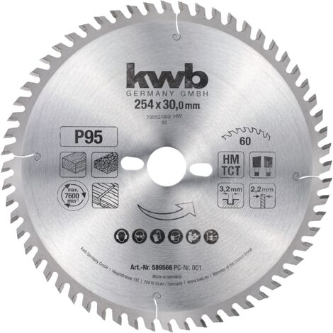kwb lama per sega circolare 254 x 30 mm , taglio molto fine, adatta per piani di lavoro, legno e pannelli rivestiti