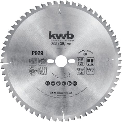 kwb lama per sega circolare 305 x 30 mm, taglio molto fine, adatta per piani di lavoro, legno e pannelli rivestiti