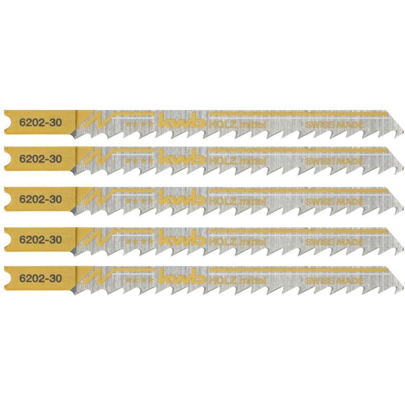 KWB - 620235 Lame per seghetto alternativo, lavorazione del legno, hcs, gambo universale, confezione professionale, 5 x m
