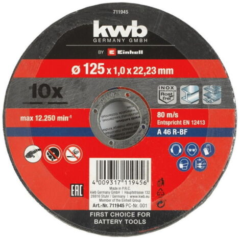 KWB Lot de 10 disques à tronçonner 125mm