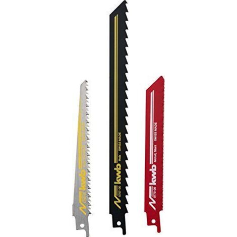 Kwb lot de 3 lames de scie alternative et e'lectriques de diffe'rentes tailles adapte'es au bois et au me'tal