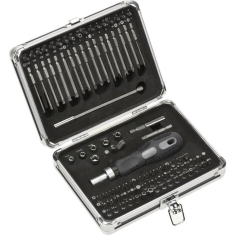 kwb Power Bit-Box 92-tlg 'inkl. Bits, Bithalter mit Dauermagnet, langer Bithalter Sechskant-Schaft und Ratschen-Handgriff in stabilem Metallkoffer