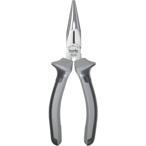 kwb Profi Flachrund-Zange / Flach-Zange 160 mm nach DIN ISO 5745, gerade Form, Schneidkanten induktiv gehärtet