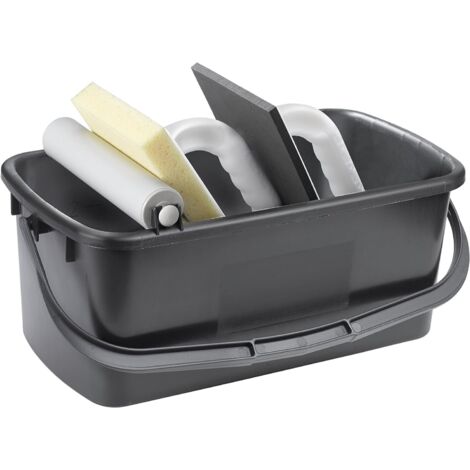 kwb Profi Fliesenleger-Waschset 3-teilig '10 l Wasch-Eimer inkl. Ausdrückrolle, 1x Schwamm-Brett aus Zellgummi-Kunsstoff, 1x Putz-Brett mit Hydroschwamm-Auflage, Made in Germany