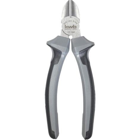 kwb Seitenschneider in 160 mm, aus deutscher Herstellung, mit 2-Komponentengriff mit Handschutz, eingelegtes Gelenk, aus blendfreiem Karbon-Stahl, präzise Schneide, entspricht DIN ISO 5749