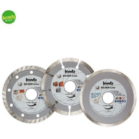 Kwb set 3 dischi diamantati Silver Line 115x22 da taglio per smerigliatrici angolari