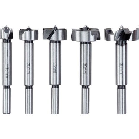 Kwb set 5 forstner bits diffe'rentes tailles 15, 20, 25, 30 et 35 mm pour bois en acier by Einhell